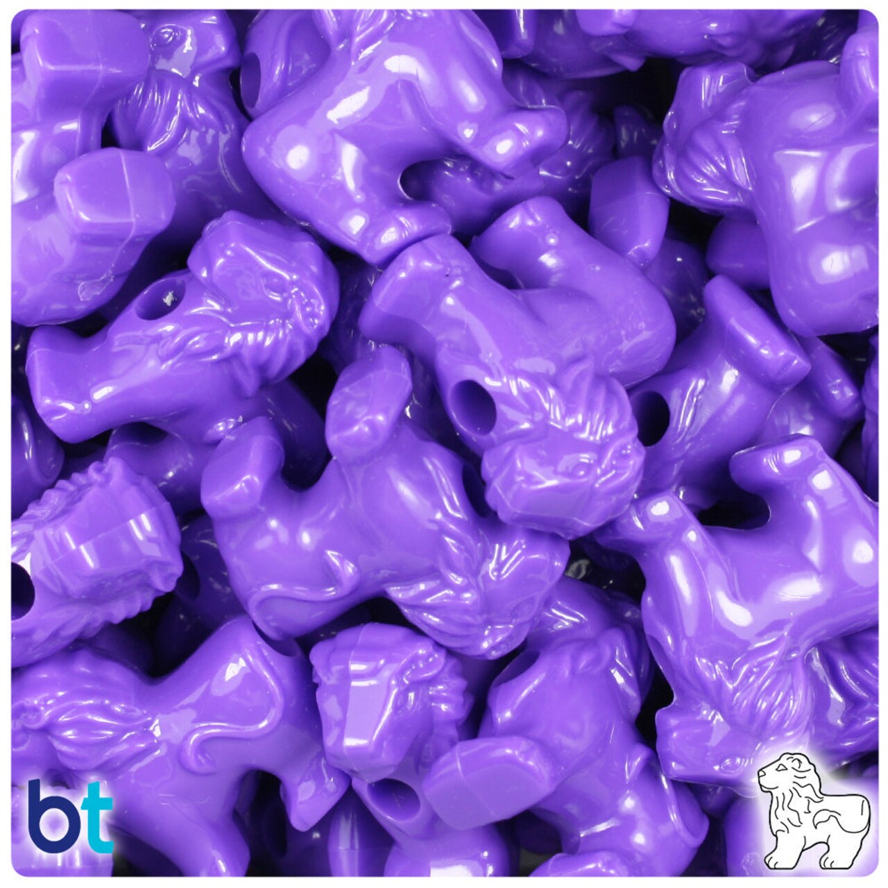 BeadTin Dark Lilac Opaque 22mm Lion Plastic Pony Beads (24pcs)